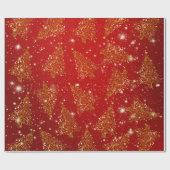 金ゴールドエレガントクリスマスツリーパターン ラッピングペーパー (フラット)