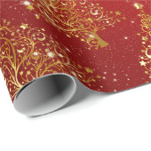 金ゴールドエレガントクリスマスツリーパターン ラッピングペーパー (ロールコーナー)
