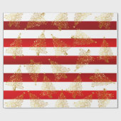 金ゴールドエレガントクリスマスツリーパターン ラッピングペーパー (フラット)