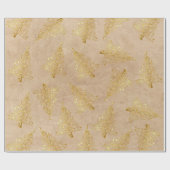 金ゴールドエレガントクリスマスツリーパターン ラッピングペーパー (フラット)