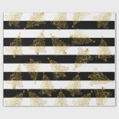 金ゴールドエレガントクリスマスツリーパターン ラッピングペーパー (フラット)