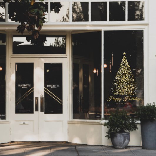 金ゴールドエレガントクリスマスツリービジネスホリデー ウィンドウサイン