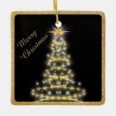 金ゴールドエレガントクリスマスツリーブラック セラミックオーナメント (正面)