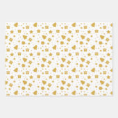 金ゴールドエレガントクリスマスツリーホリデースターズパターン ラッピングペーパーシート (正面3)