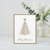 金ゴールドエレガントクリスマスツリーホリデーチャーストマスカード シーズンカード (スタンド正面)