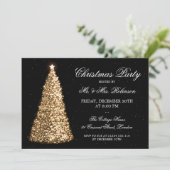 金ゴールドエレガントクリスマスツリーホリデーパーティー 招待状 (スタンド正面)