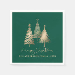 金ゴールドエレガントクリスマスツリーメリークリスマス スタンダードカクテルナプキン