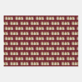 金ゴールドエレガントクリスマスツリーレッドポインセチアフローラ ラッピングペーパーシート (正面3)