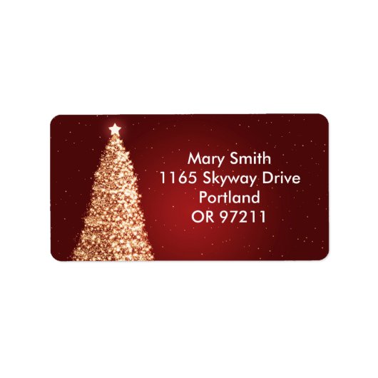 金ゴールドエレガントクリスマスツリーレッド ラベル (正面)