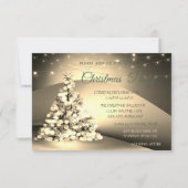 金ゴールドエレガントクリスマスツリー会社クリスマスパーティー 招待状 (正面)