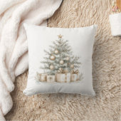 金ゴールドエレガントクリスマスツリー装飾枕 クッション (ブランケット)