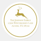 金ゴールドエレガントクリスマストインデア差出人住所 ラウンドシール (正面)