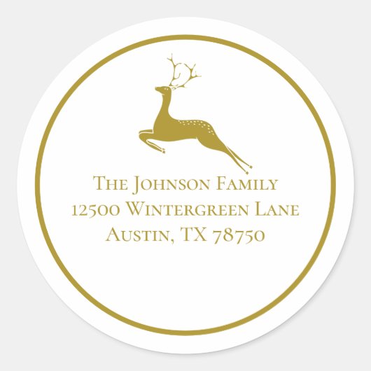 金ゴールドエレガントクリスマストインデア差出人住所 ラウンドシール (正面)