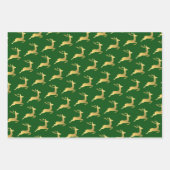 金ゴールドエレガントクリスマストナカイ模様 ラッピングペーパーシート (正面)