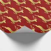 金ゴールドエレガントクリスマストナカイ模様 ラッピングペーパー (角)
