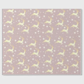 金ゴールドエレガントクリスマストナカイ雪片パターン ラッピングペーパー (フラット)