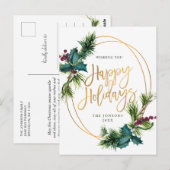 金ゴールドエレガントクリスマスパインコーンホリデイグリーティング ポストカード (正面/裏面)