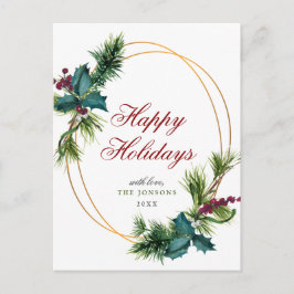 金ゴールドエレガントクリスマスパインコーンホリデイグリーティング ポストカード