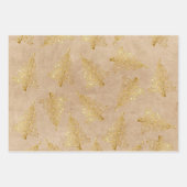 金ゴールドエレガントクリスマスパターン ラッピングペーパーシート (正面)