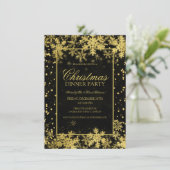 金ゴールドエレガントクリスマスパーティー冬の雪片 招待状 (スタンド正面)
