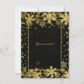 金ゴールドエレガントクリスマスパーティー冬の雪片 招待状 (裏面)
