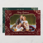 金ゴールドエレガントクリスマスフローラ2フォトフレーム シーズンカード (正面/裏面)