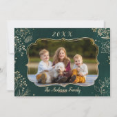 金ゴールドエレガントクリスマスフローラ2フォトフレーム シーズンカード (裏面)