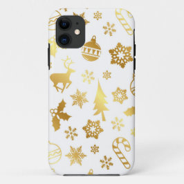 金ゴールドエレガントクリスマスプリントiPhoneケース iPhone 11 ケース