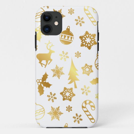 金ゴールドエレガントクリスマスプリントiPhoneケース Case-Mate iPhoneケース (裏面)