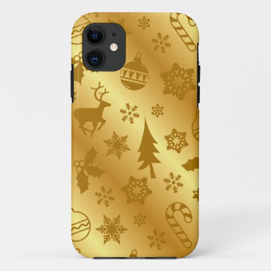 金ゴールドエレガントクリスマスプリントiPhoneケース Case-Mate iPhoneケース (裏面)