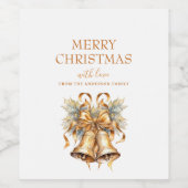 金ゴールドエレガントクリスマスベルカスタムズ ワインラベル (シングルラベル)