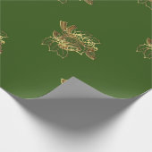 金ゴールドエレガントクリスマスベル、グリーンホリデー ラッピングペーパー (角)