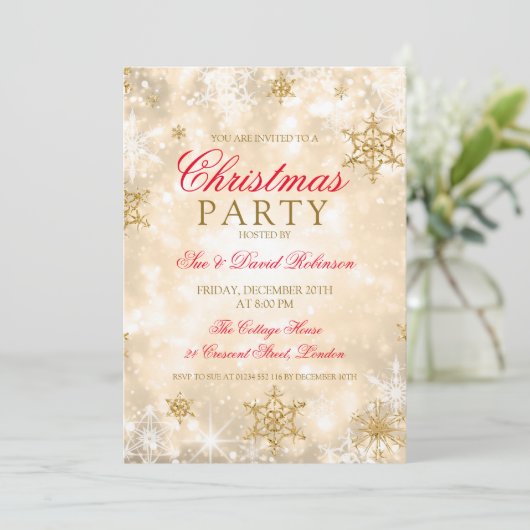 金ゴールドエレガントクリスマスホリデーパーティー 招待状 (スタンド正面)