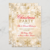 金ゴールドエレガントクリスマスホリデーパーティー 招待状 (正面/裏面)
