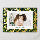 金ゴールドエレガントクリスマスボタニカルフレーム 箔シーズンカード (正面)