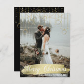 金ゴールドエレガントクリスマス初結婚した撮婚約した影 シーズンカード (正面/裏面)