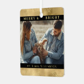 金ゴールドエレガントクリスマス夫妻の写真 メタルオーナメント (正面左)