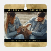 金ゴールドエレガントクリスマス夫妻の写真 メタルオーナメント (正面)