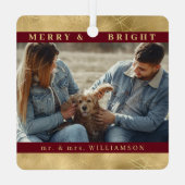 金ゴールドエレガントクリスマス夫妻の写真 メタルオーナメント (裏面)