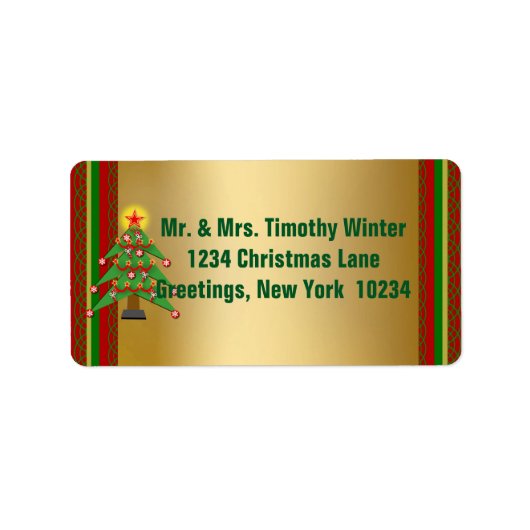金ゴールドエレガントクリスマス差出人住所ラベル ラベル (正面)