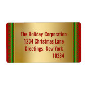 金ゴールドエレガントクリスマス差出人住所ラベル ラベル (正面)