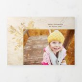 金ゴールドエレガントクリスマス植物写真 三つ折りクリスマスカード (カバー)