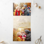 金ゴールドエレガントクリスマス植物写真 三つ折りクリスマスカード (内部)