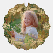 金ゴールドエレガントクリスマス植物性リース写真 オーナメントカード (正面)