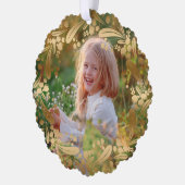 金ゴールドエレガントクリスマス植物性リース写真 オーナメントカード (左)