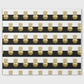 金ゴールドエレガントクリスマス装飾パターン ラッピングペーパー (フラット)