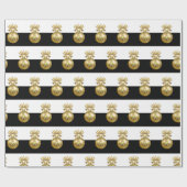 金ゴールドエレガントクリスマス装飾パターン ラッピングペーパー (フラット)