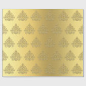 金ゴールドエレガントクリスマス装飾パターン ラッピングペーパー (フラット)