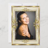 金ゴールドエレガントクリームパールフォトバースデーパーティー 招待状 (裏面)