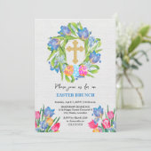 金ゴールドエレガントクロスイースターエッグチューリップ 招待状 (スタンド正面)